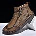 ENOEGMSD Men's High Top Loafers Shoes Fashion Handmade Side Zipper Slip On Orthopedic Leather Boots Casual Round Toe Anti-Slip Outdoor Hiking Walking Dress Chelsea Ankle Boots (Khaki,11)