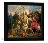 Gerahmtes Bild von Karl Friedrich Lessing Schlacht bei Ikonium, Kunstdruck im hochwertigen handgefertigten Bilder-Rahmen, 40x30 cm, Schwarz matt