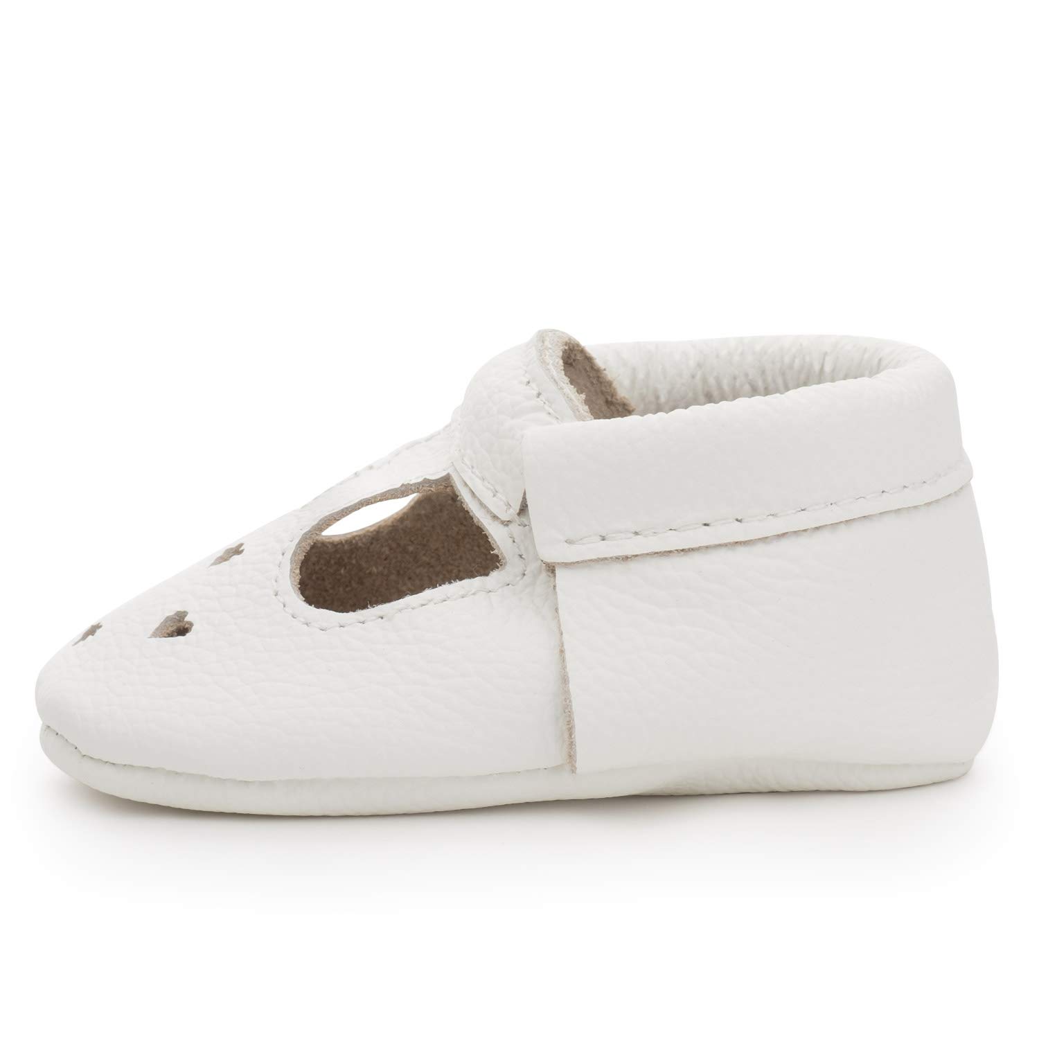 Mary Jane Moccasins - Genuine Leather Soft Sole Baby Girl Shoes for Newborns, Infants, Babies, and Toddlers