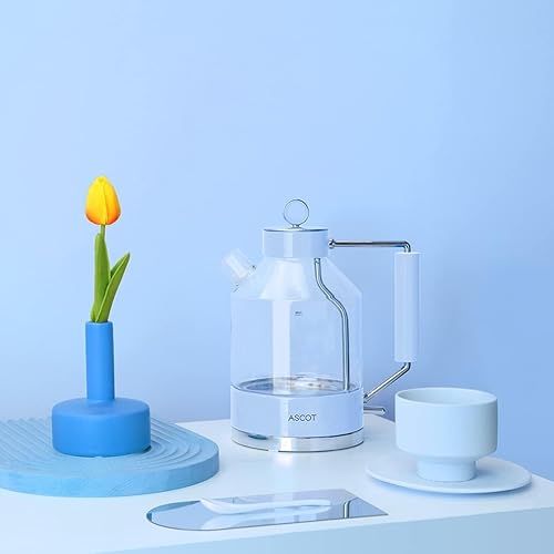 Miniatura 3 de ASCOT - Hervidor eléctrico de vidrio de 1.5 L, 1500 W, calentador de té retro y caldera de agua caliente, sin plástico, sin BPA, inalámbrico, con