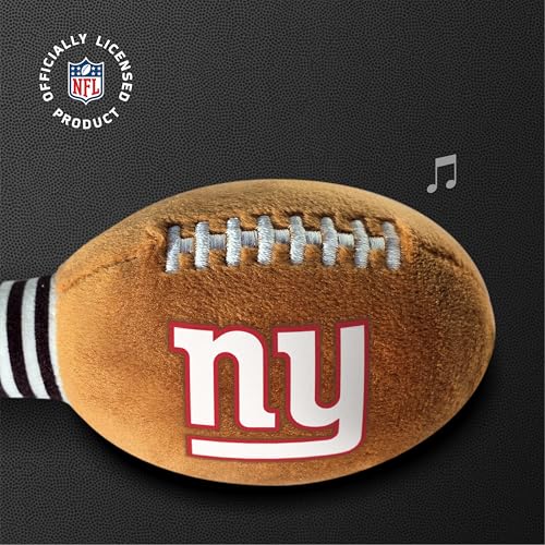 Image of New York Giants Plush Football Rattle by Smilo - Officially Licensed NFL Baby Rattle Toy - Soft Baby Rattle with Bell - for Babies and Toddlers from 3 Months