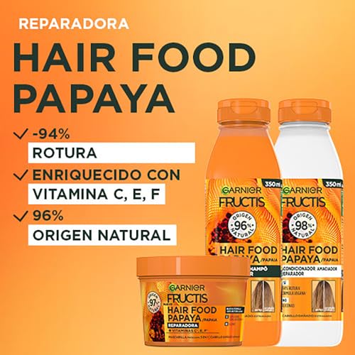 Miniatura 2 de Garnier Fructis Hair Food Papaya Champú Acondicionador y Mascarilla,Pack3x