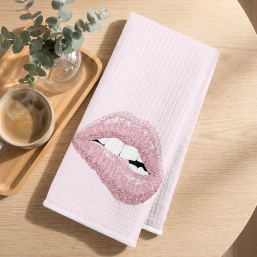 Image of 3 Pcs Pink Hand Towels, Perfume Flower Decor Reusable Dish Towels