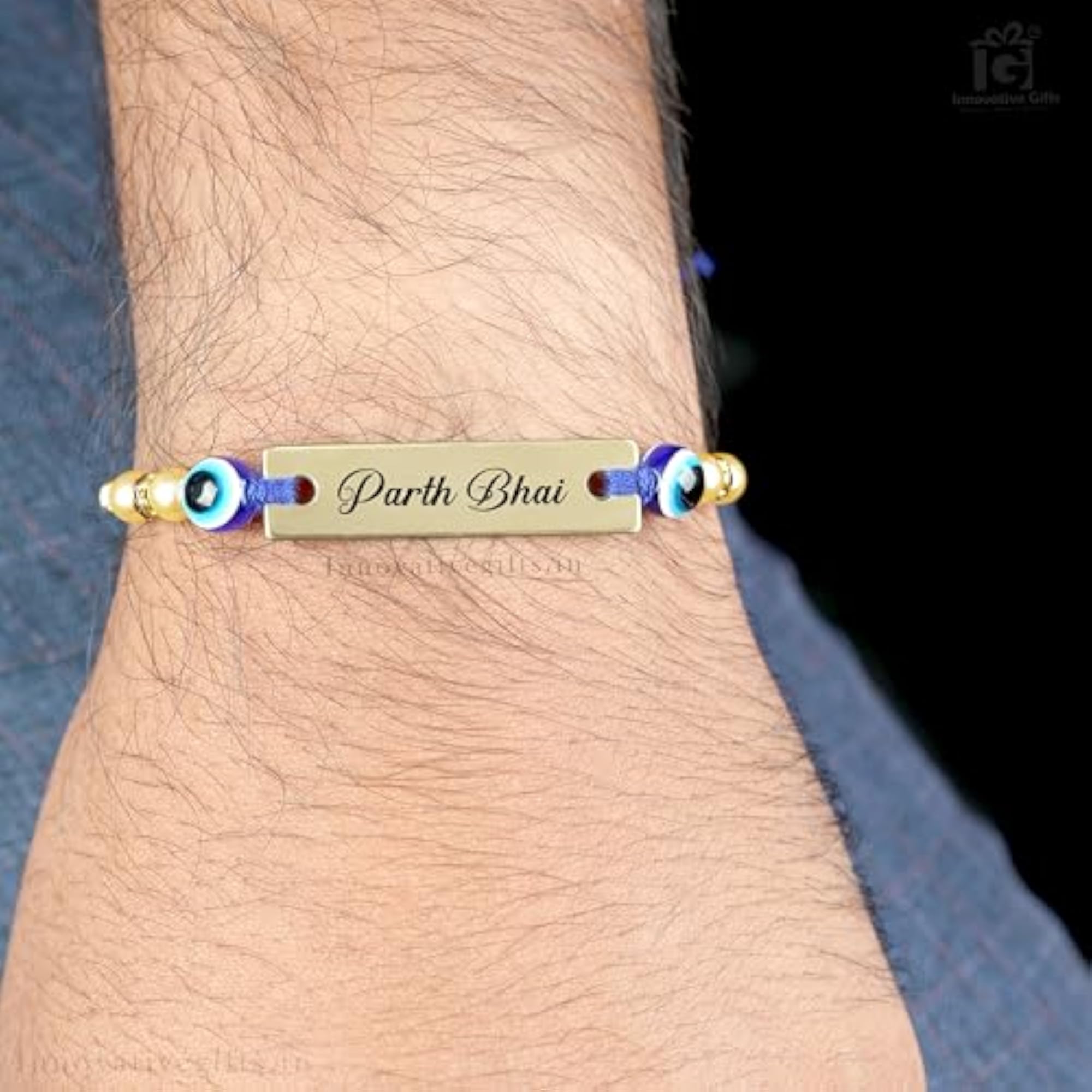 Personalized Evil Eye Rakhi with Roli Chawal for Brother