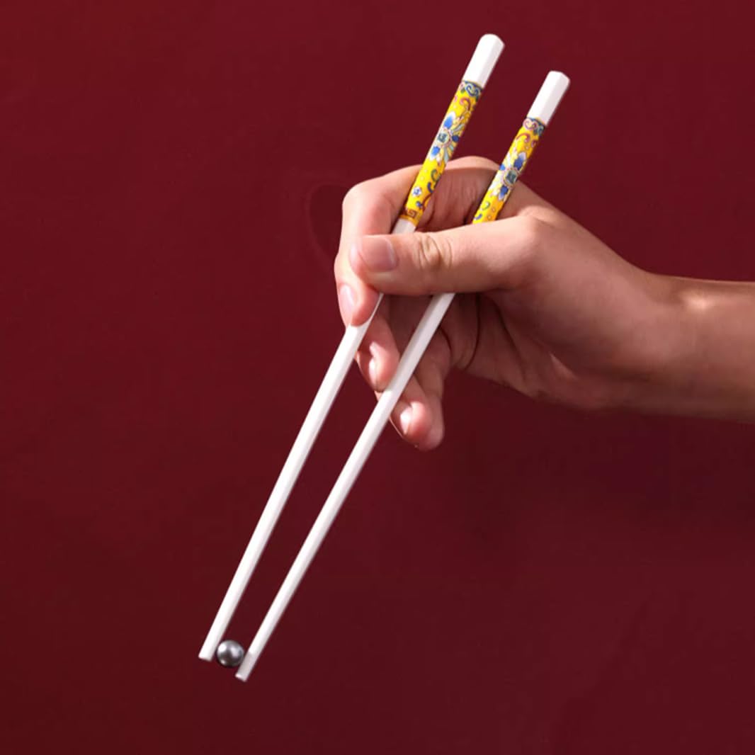 Coffret cadeau de baguettes en porcelaine chinoise, coffret cadeau de 10 paires de baguettes réutilisables lavables au lave-vaisselle avec étui, baguettes en céramique d'os de haute qualité avec