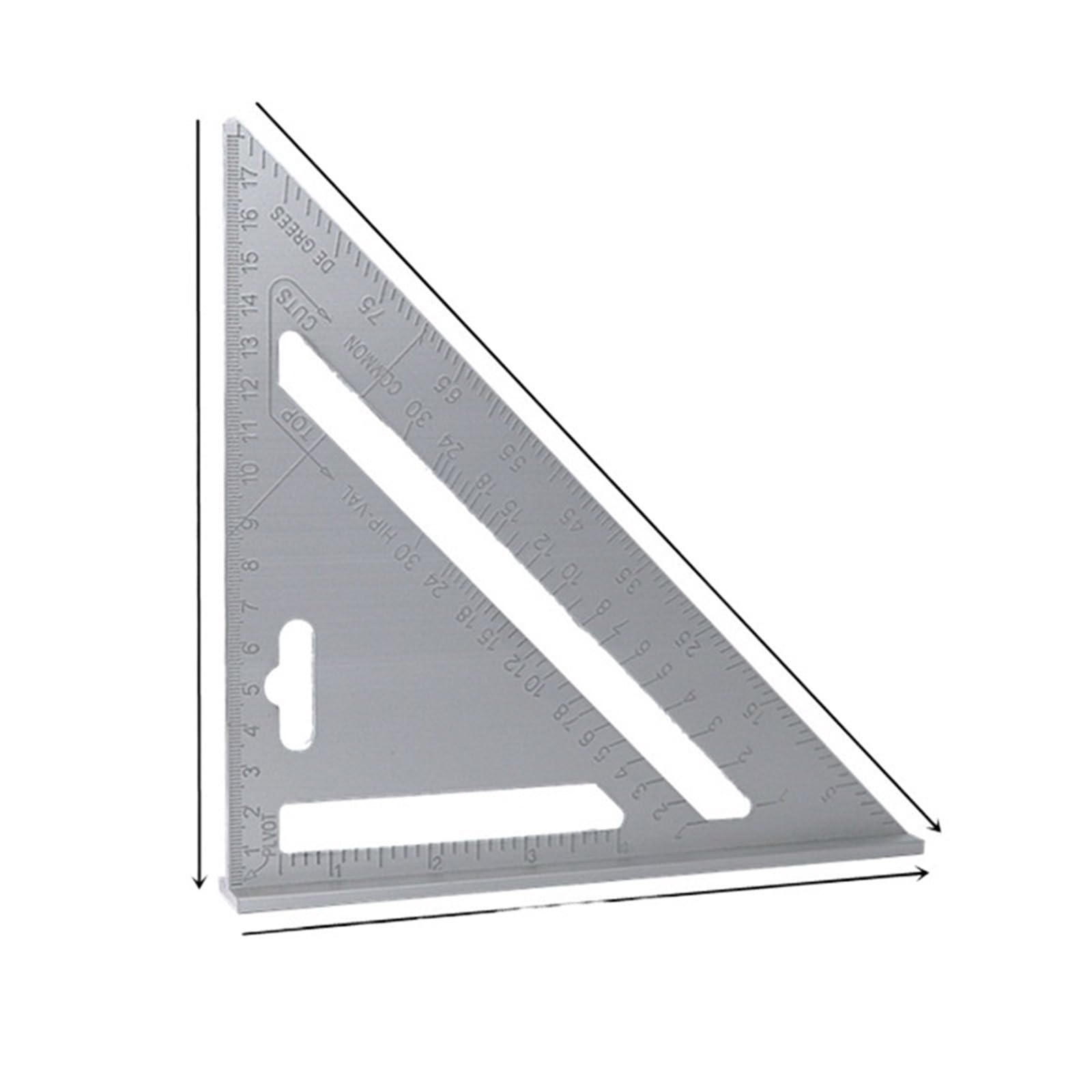 Angle Protractor,7inch Rafter Square Carpenter Measuring Layout Tool Alloy Metal Triangle Ruler