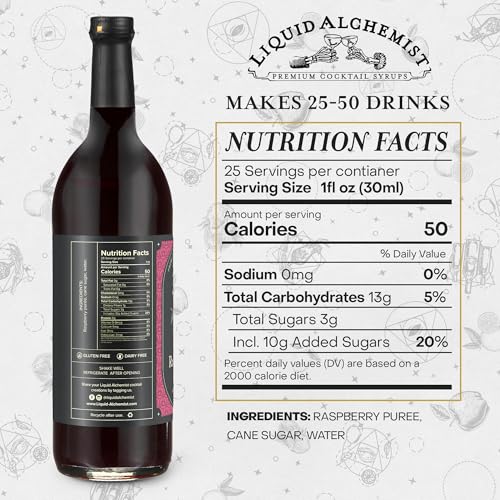 Image of Liquid Alchemist Raspberry Syrup for Cocktails | Real Ingredients Make our Raspberry Syrup for Drinks a great Margarita Mix | Small Batch, Non-GMO & Vegan | 25.4 oz Drink Mixer, Pack of 1