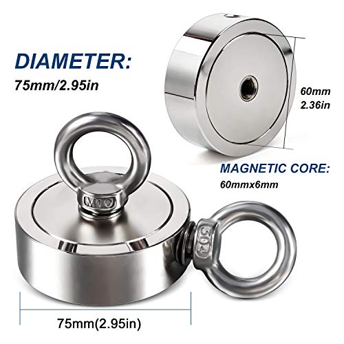 Diymag S75 Strong Double Side Neodymium Fishing Magnets,1300 Lbs(590Kg) Pulling Force Rare Earth Magnet thumb #5