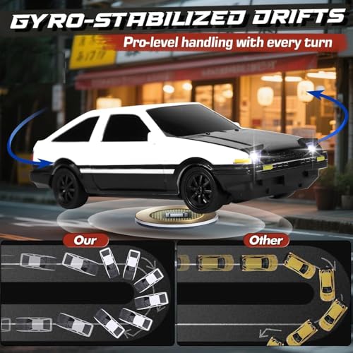 Image of Bestie toys Mini RC Drift Car with Gyro, 1 /43 Scale Remote Control Car High Speed Racing Micro Small with Full Proportional RTR 2.4GHz Remote 2 Tire Sets 8 Cones (Toyta Ae86)