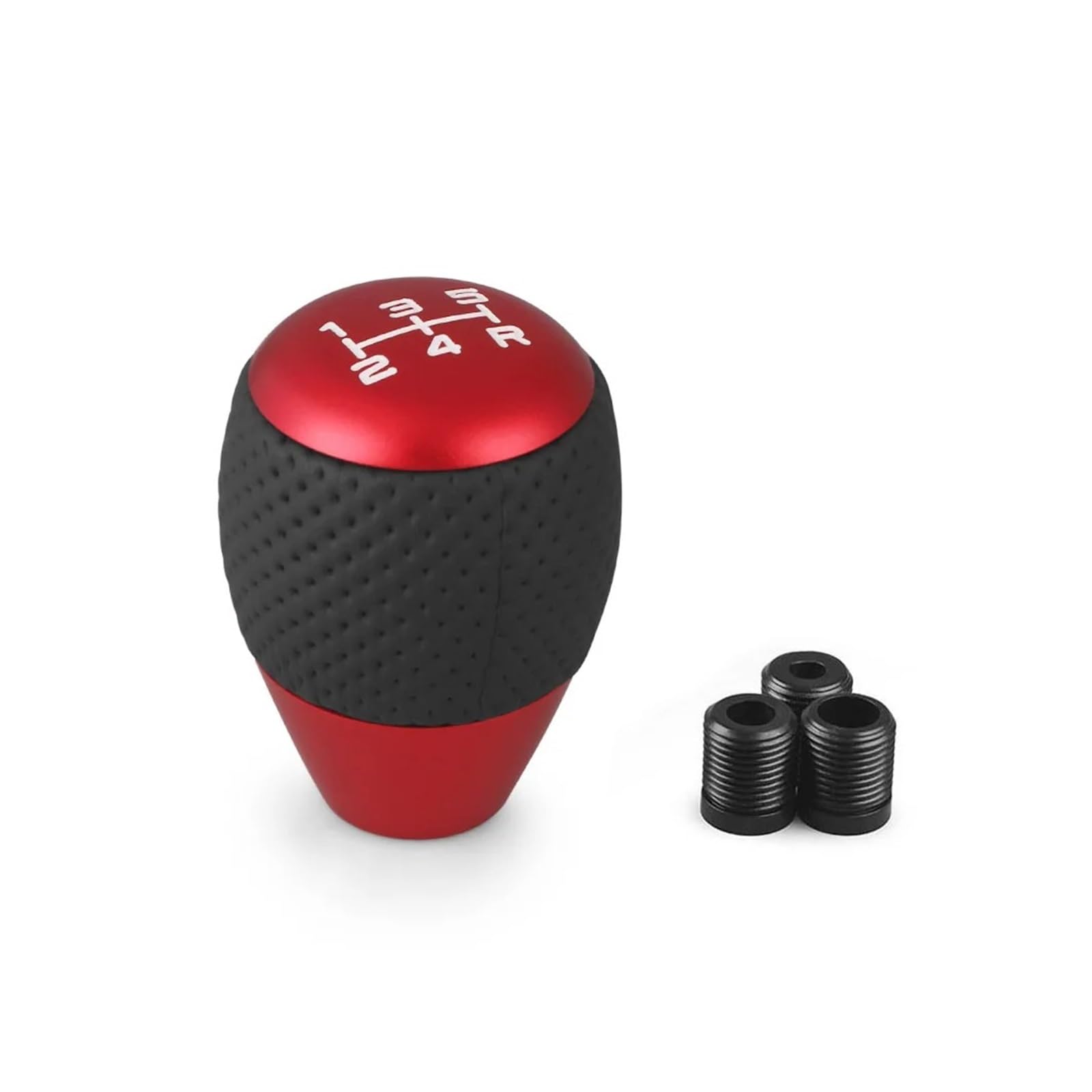 DAJMSUY Universal Leather＆Aluminium Car Gear Shift Knob 5 Speed for M8 M10 M12 Lever Level Head Car Gear Shift(Red)