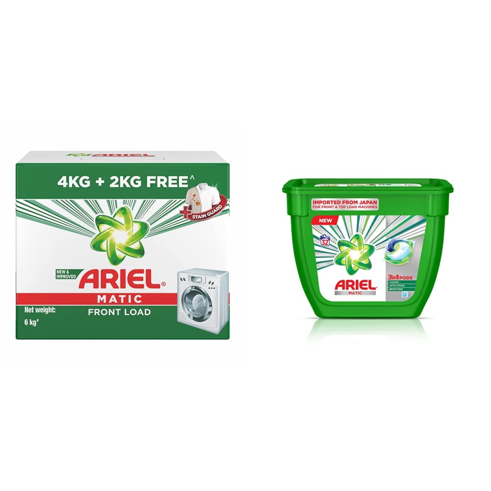 Ariel Matic Front Load Detergent Washing Powder 4 kg with Free Detergent Powder 2 kg