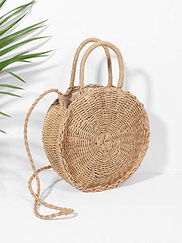 Straw Bag Crossbody for Women Weave Shoulder Bag Round Summer Beach Purse and Handbags4