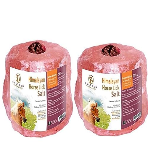 2x Himalayan Animal Horse Lick Natural Pink Salt | Natural shape salt with strong hanging Rope | Suitable for all Animals | 1-1.5 kg| Pack of 2 | (2 pices in one box)