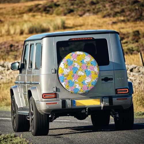 Image of Cute Duck Spare Tire Cover Universal Wheel Tire Cover Funny Cartoon Duck Tire Protectors for Travel Trailer Rv SUV Truck Camper and Many Vehicle 16 Inch
