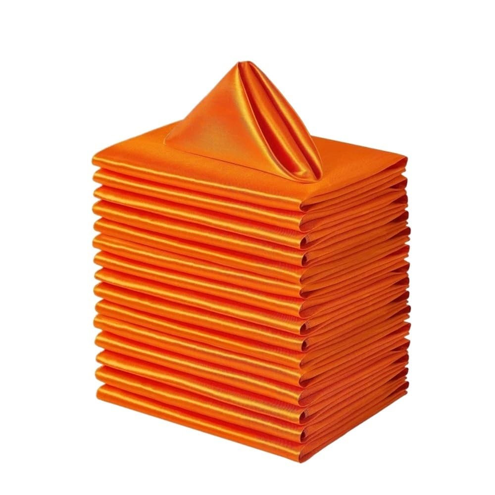 6PCS Satin Napkin Silk Serving Table Decor Napkins Dinner Towel For Wedding Banquet Party Restaurant Decoration(Orange 6PCS)