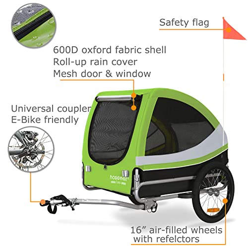 DOGGYHUT® TOBI Large Hundefahrradanhänger bis 35 kg Hundeanhänger Fahrradanhänger für Hunde mittelgroße und große Hunde 80502 (GRÜN)