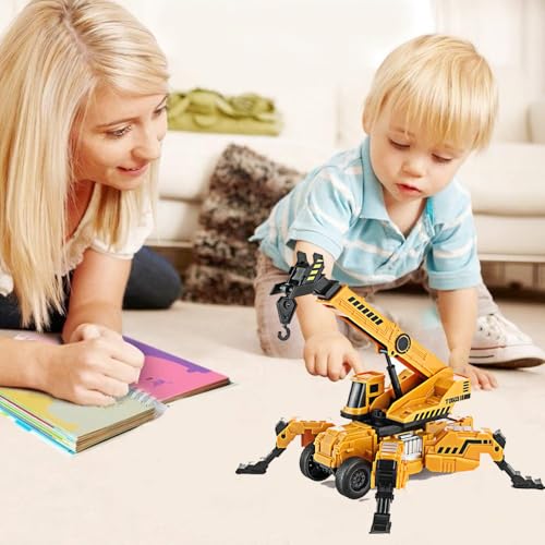 Image of Friction Powered Lifting Crane Kids Boys Girls 360 Degree Rotating Crane Model Toy Building Construction Truck for 2+ Years Old Pull Back Vehicles (Multicolor)