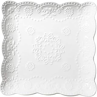 27 Ceramic Plate Wall Decor Ideas That Feel Timeless 73 Eplze YBK Tech Elegant Square Embossed Lace Plate Bone China Dessert Pla...