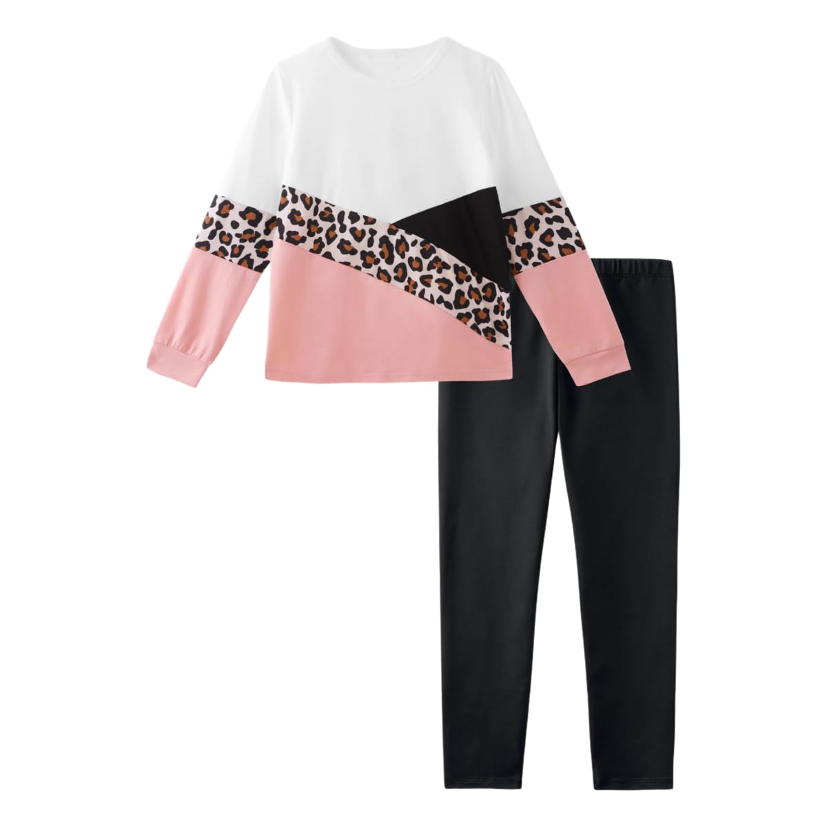 Conjunto de ropa para niña y niña, sudadera con estampado de oso, pantalones de retazos de colores, 2 piezas, conjunto de ropa de otoño e invierno
