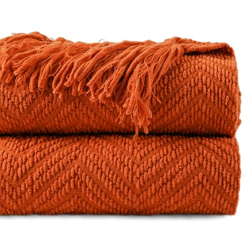 BATTILO HOME Burnt Orange Throw Blanket for Couch, Halloween Throw