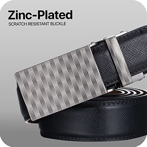 Image of Marino Avenue Ratchet Belt for Men. Adjustable Leather Dress Belt with 38 Easy to Click Into Place Ratchet Closures.