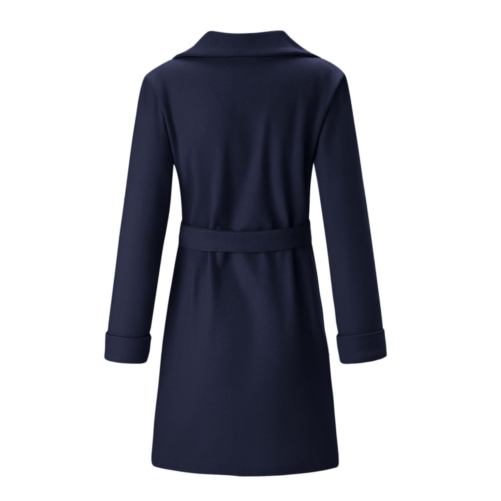Trench épais pour femme avec col à revers ouvert sur le devant, élégant couleur unie, manteau d'extérieur pour femme, manteau polaire en laine avec poches de ceinture