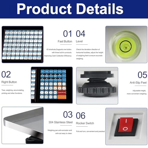 Báscula digital supermercado con calculadora y pantalla dual miniatura 5