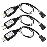 3Packs 7.4V Lithium Battery Charger Cable with SM-4PIN Plug Compatible RC Car RC Plane RC Tank RC Boat r Remote Control Toys for Universal 7.4V Lipo Battery USB Charger