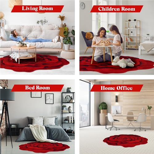 Tapete redondo en forma de flor 5ft color rojo miniatura 5