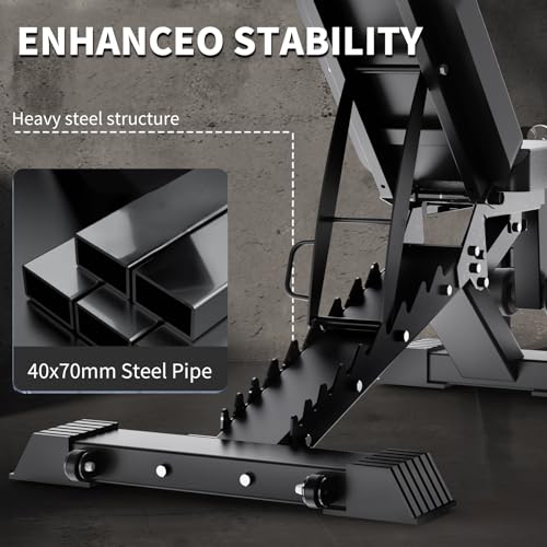 Adjustable Weight Bench, 1100 LB Weight Capacity Heavy-duty Workout Bench, Extended Head, and Neck Protection Design, Foldable Flat/Incline/Decline Exercise Multi-Purpose Bench for Home Gym - Thumbnail 7