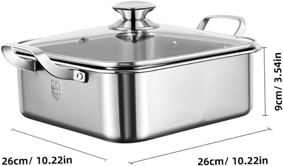 Divided Hot Pot with Lid Stainless Steel for Restaurant Cooking