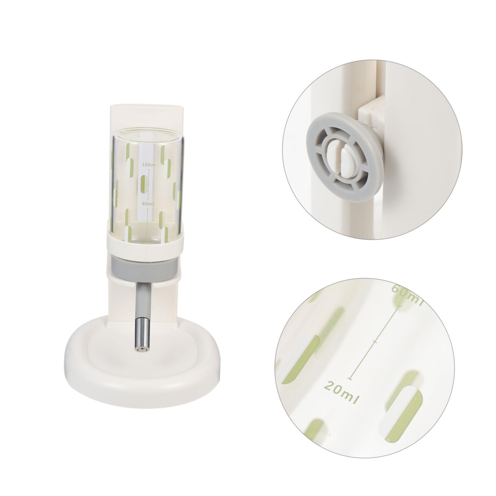 Professioneller Hamster Wasserspender mit Transparenter Glasflasche, Weiß