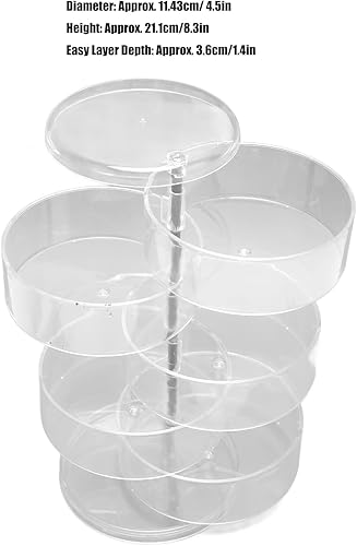 Miniatura 5 de Joyero giratorio, organizador de joyas de acrílico transparente de 5 capas, organizador de escritorio transparente, accesorios para el cabello, caja