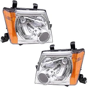 AUTOANDART Replacement for Pair Set Halogen Combination Headlamps Headlights w/ Chrome Bezels Compatible with 05-15 Xterra 26060EA025 26010EA025