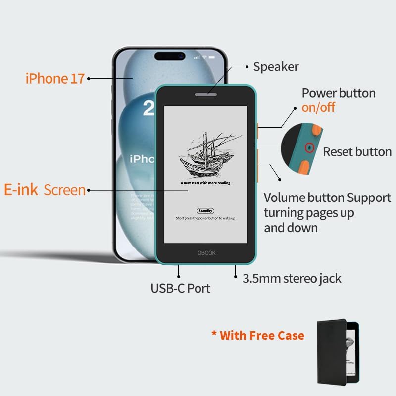Miniatura 7 de OBOOK5 eReader, pantalla de 4.26" sin reflejos, 32G, cambios de página rápidos, luz frontal ajustable, semanas de duración de la batería, audiolibros