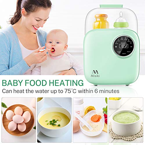 Bottle Warmer, Misiki 6-in-1 Baby Bottle Warmer and Bottle Sterilizer with Smart Temperature Control & Fast Heat for Breast Milk and Formula, Portable Milk Food Heater & Defrost with LCD Touch Display