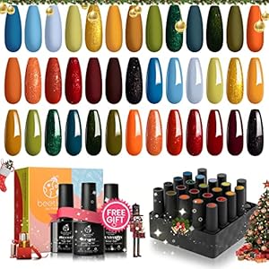 Beetles 20 Pcs Fall Winter Gel Nail Polish Kit, Nail Gel Polish Red Yellow Orange Green Gel Polish Set with Glossy…