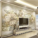 European Style 3D Flowers Pattern 3D Photo Wallpaper Mural, Removable Mural Wallpaper, Wall Decor for Living Room Bedroom Study TV Background Mural - 98.4