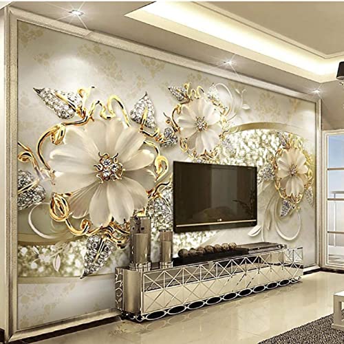 European Style 3D Flowers Pattern 3D Photo Wallpaper Mural, Removable Mural Wallpaper, Wall Decor for Living Room Bedroom Study TV Background Mural - 98.4