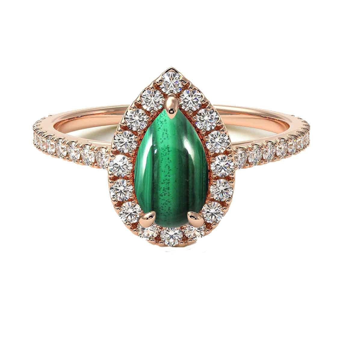 Choose Your Gemstone 18K Rose Gold Ring Pear Shape Halo Diamond Design Wedding Engagement Handmade and Fashion Jewelry for Women Girl Available in Size 4,5,6,7,8,9,10,11,12