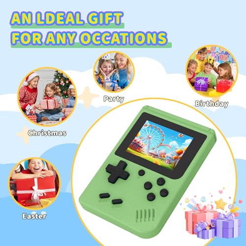 Image of Retro Handheld Games Console Built-in 400 Video Games, Portable Handheld Emulator with 3.0 Inch Screen, Mini Travel Retro Gaming Consle (Green)