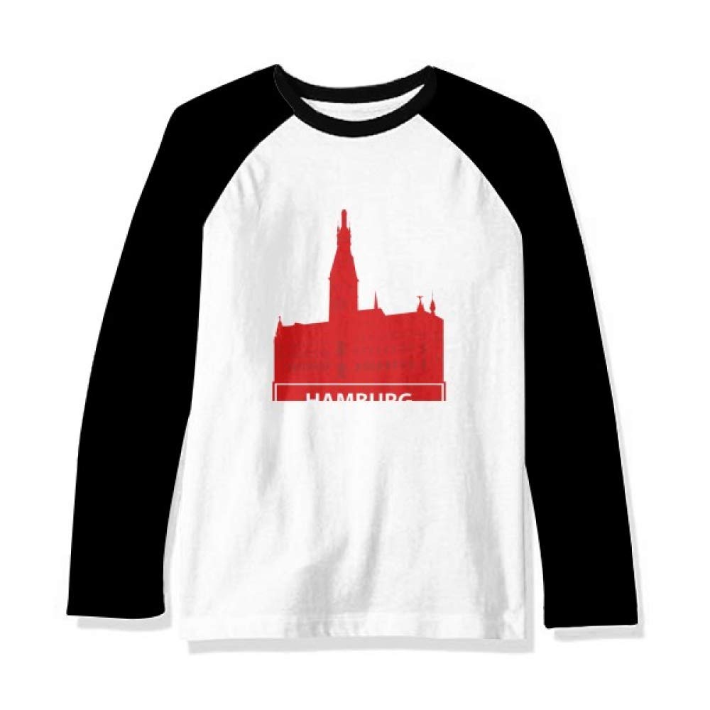Hamburg Germany Red Landmark Long Sleeve Top Raglan T-Shirt Cloth