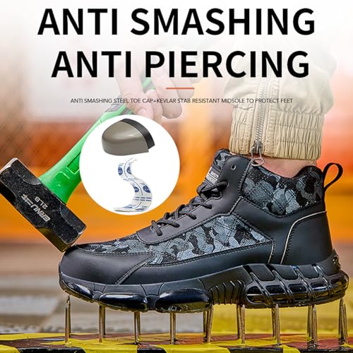 Image of Nutropa Steel Toe Shoes for Men & Women, Super Lightweight Work and Safety Shoes Indestructible Construction Work Sneakers,Black 11.5 Women /10 Men