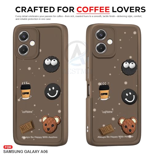 Image of AESTMO Back Case Cover for Samsung Galaxy A06 Cover | Cute Fun Cartoon 3D Ball | Coffee Silicone Case | Full Body Protection | Camera Protection Back Cover for Samsung Galaxy A06 (Brown)