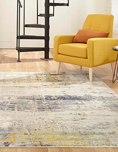 Tapete decorativo rectangular 8' x 10' beige y gris miniatura 3