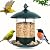Gbekery Metal Bird Feeders for Outdoors Hanging, Weather Resistant Wild Bird Feeder with 360 Degree Feeding Tray, Green