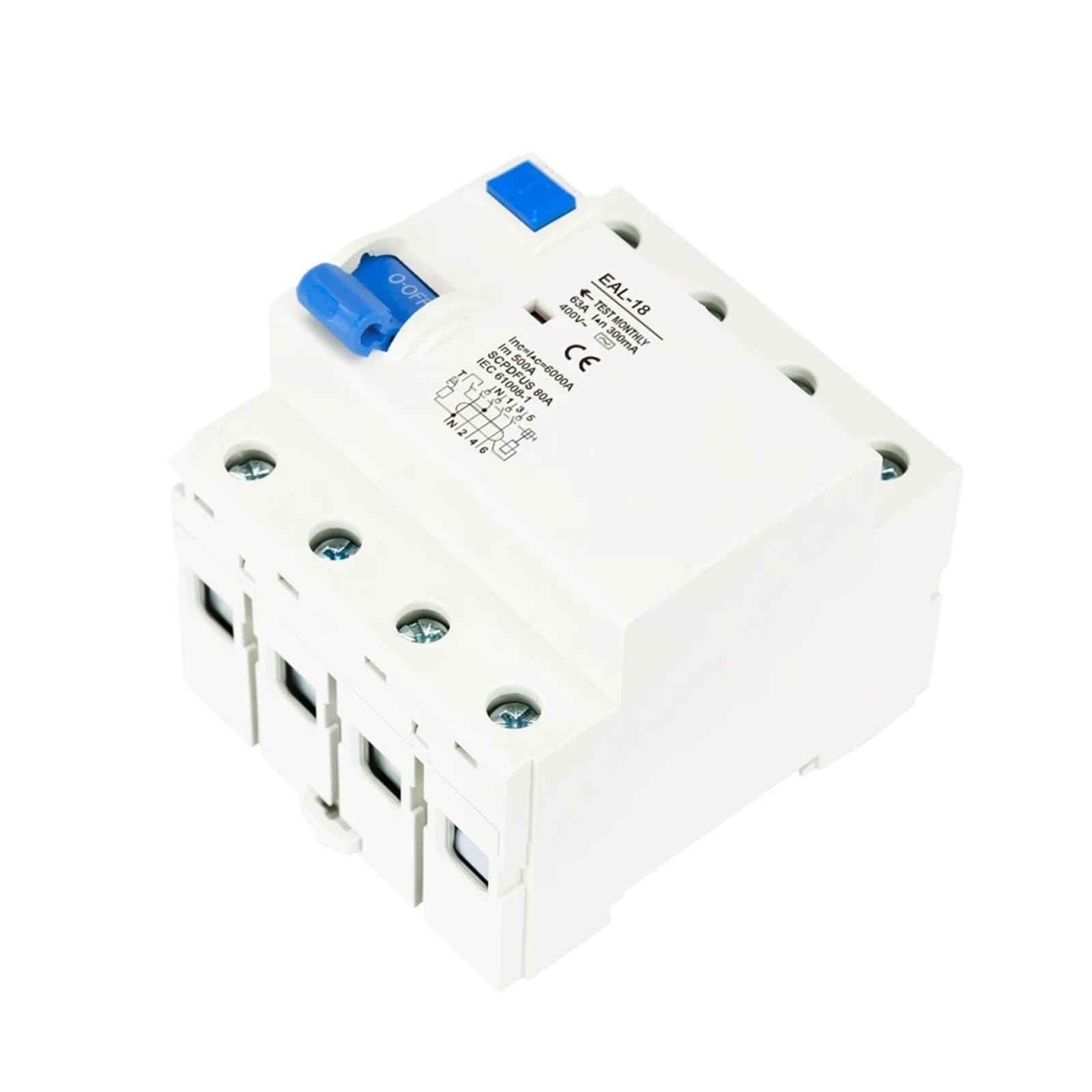 2P 4P 10/30/100/300mA Type AC RC CB R CD EL Electromagnetic Residual Current Circuit Breaker Differential Safety Switch(100mA,4P 50A)