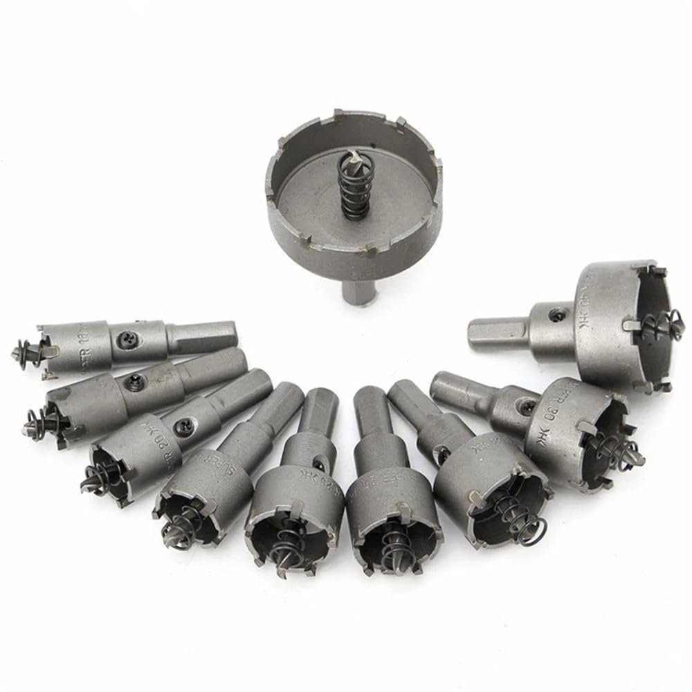 Juego de 10 brocas HSS con punta de carburo, juego de sierra perforadora, aleación de metal de acero inoxidable, 16/18/20/22/25/26/28/30/40/50 mm, metalurgia, 16,50 mm
