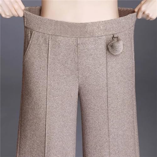 Fall Winter Womens Woolen Wide Leg Pants Women High Waist Office Ankle Length Pantalones Wool Blend Trousers4