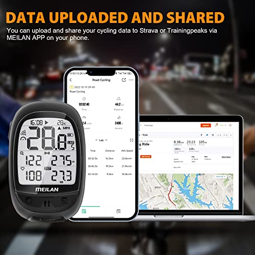 Meilan Oval Gps Bike Computer Wireless, Bluetooth Ant+ Bicycle Odometer And Speedometer Waterproof Rechargeable Cycling Computer With 2.4 Inch Lcd Backlight Display Fits All Bikes Outdoor Cycling #TOP3